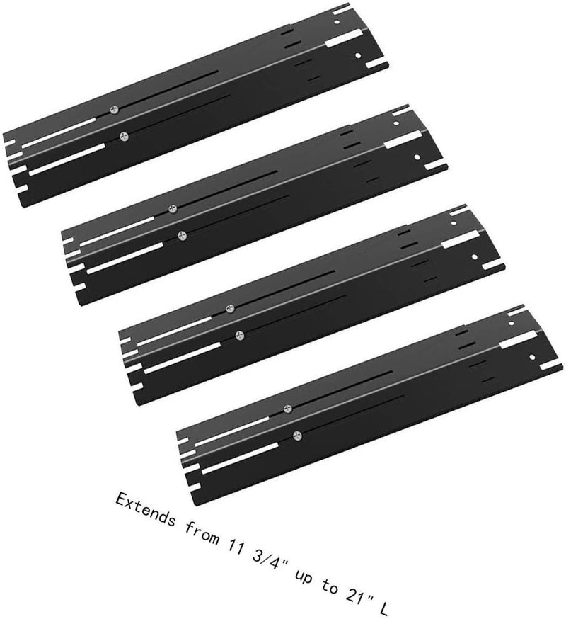 DELSbbq Universal Adjustable Grill Heat Plate Replacement for Gas Grill, Porcelain Steel Heat Plate Shield, Flavorizer Bar, Extends from 11.75" up to 21" L (Pack of 4) - Image 2